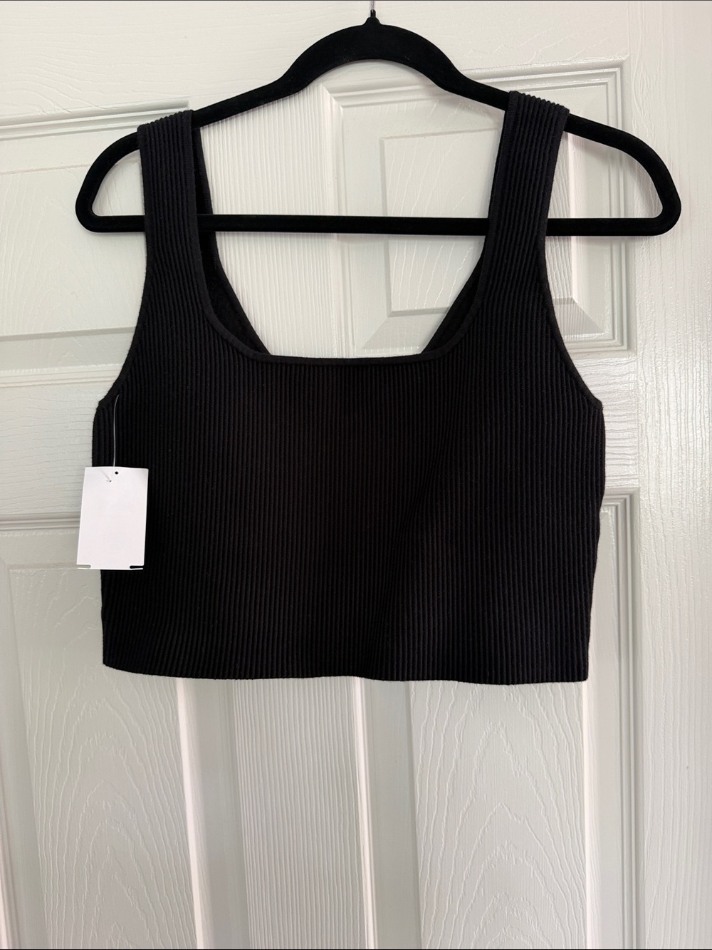 Abound Black Ribbed Crop Tank NWT